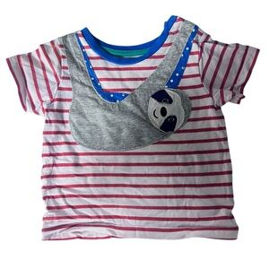 Baby Boden Tee Short Sleeve Sloth 🦥 Pattern size 18-24 months Red White Stripe